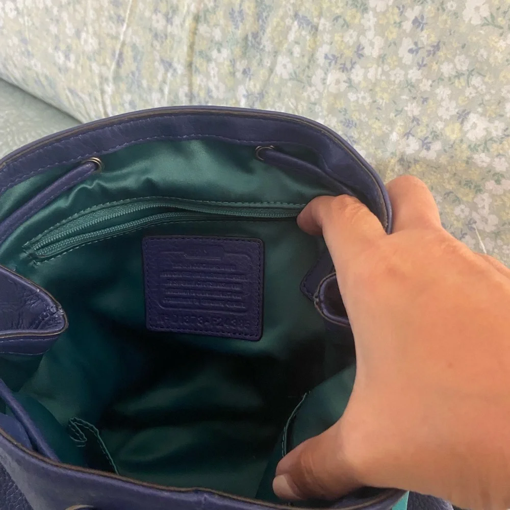 Coach leather backpack in French Blue Park - Picture 5 of 7